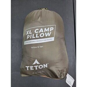 TETON Camp Pillow Size XL 18” x 12” Yellow Tan Plaid